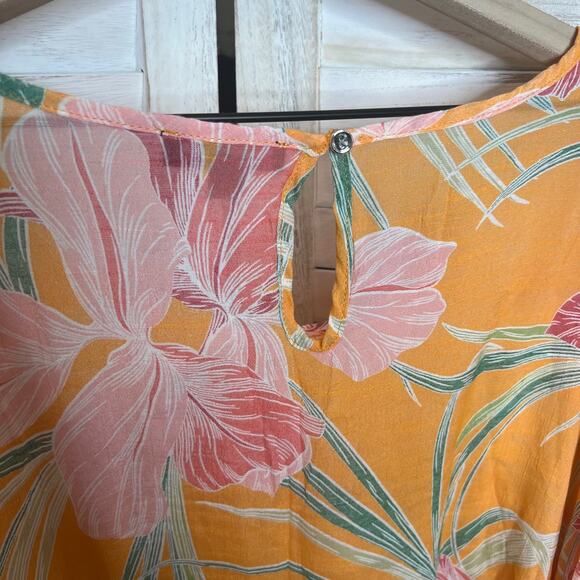 COCOMO Woman PLUS 3X Long Sleeve Cold Shoulder Tropical Floral Rayon Top Orange - Picture 9 of 16